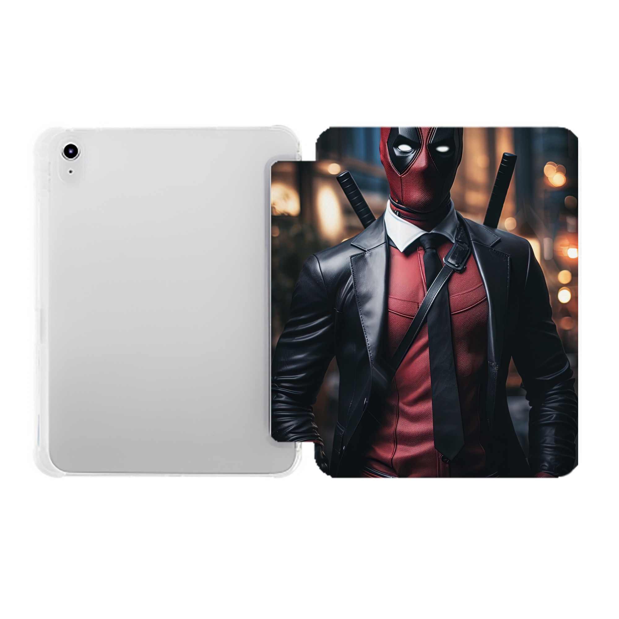 （画像用） Deadpool デッドプール IPad ケース ペン収納付き 三つ折りスタンド PUレザー×シリコン 対応機種9.5/10.5/10.9インチ
